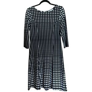 Joseph Ribkoff Cocktail Sheath Dress Womens 10 Black White Print Evening